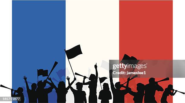 french soccer fans - vuvuzela stock illustrations