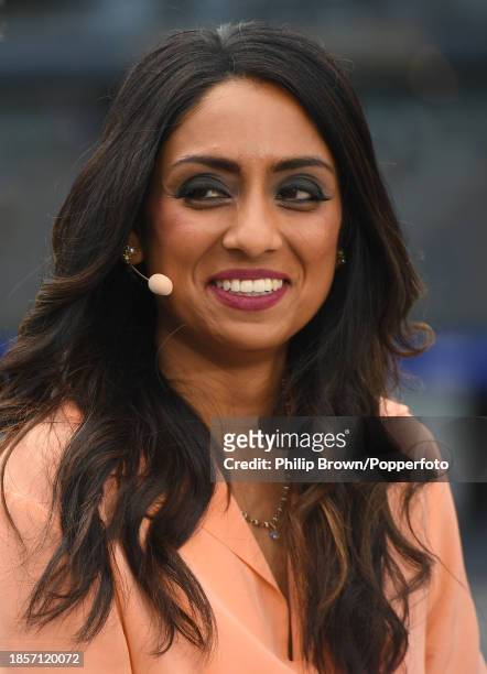 Isa Guha working for Fox Sports pictured before day two of the Men's First Test match between Australia and Pakistan at Optus Stadium on December 15,...