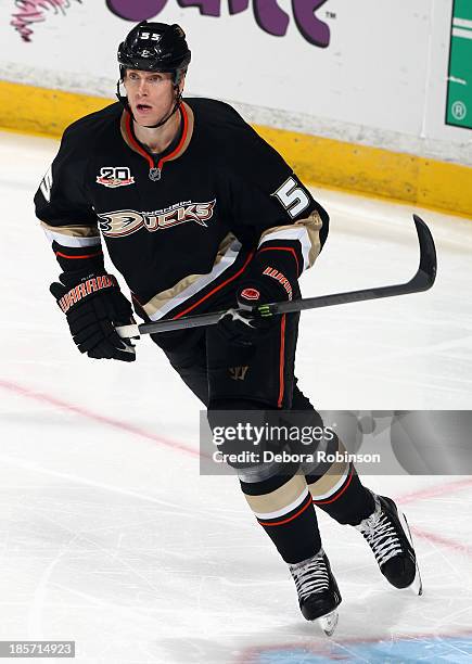 Bryan Allen of the Anaheim Ducks skates during the game against the Phoenix Coyotes on October 18, 2013 at Honda Center in Anaheim, California.