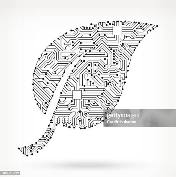 leaf on circuit board - engineering background stock illustrations