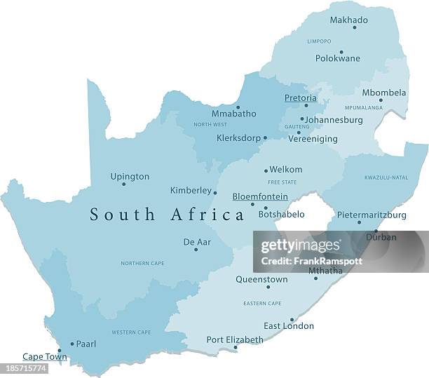 illustrazioni stock, clip art, cartoni animati e icone di tendenza di sudafrica mappa vettoriale regioni isolato - provincia del capo occidentale