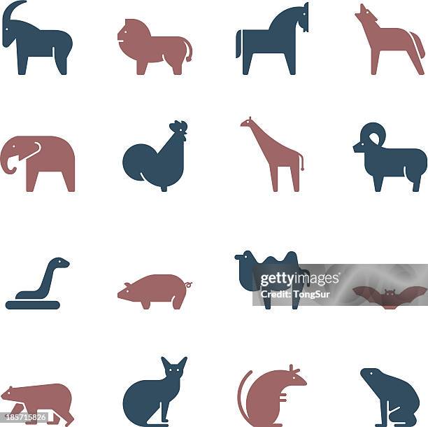 bildbanksillustrationer, clip art samt tecknat material och ikoner med animals icons | set 1 - color series - giraff