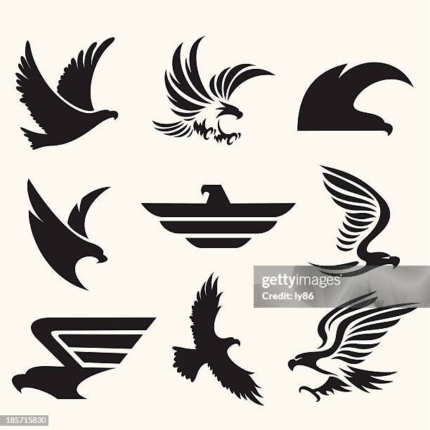 eagle icons - raptors stock illustrations