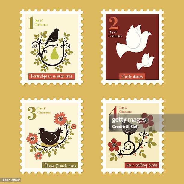 stockillustraties, clipart, cartoons en iconen met the twelve days of christmas - day 1-4 - sinterklaasliedje