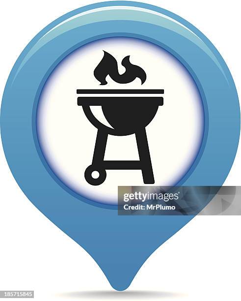 barbecue map pointer - burning charcoal stock illustrations
