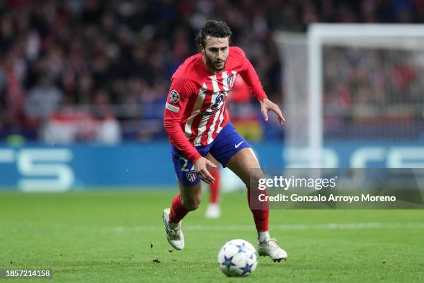 Mario Hermoso of Atletico de Madrid controls the ball during the UEFA Champions League match between Atletico Madrid and SS Lazio at Civitas...