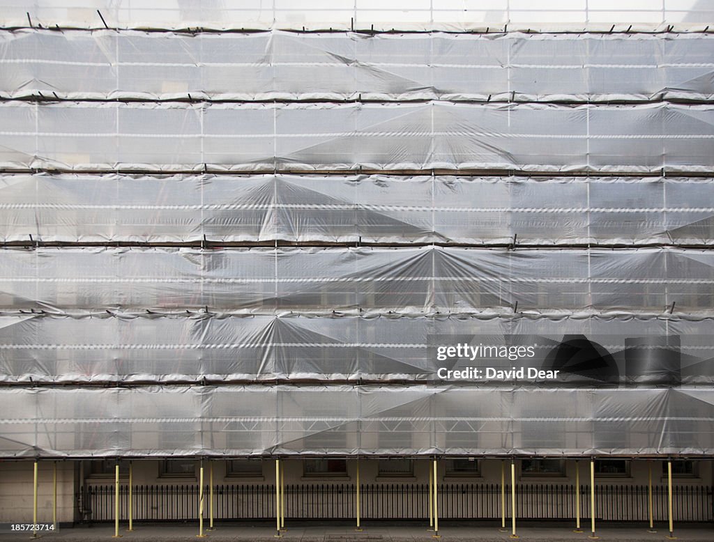 Protective sheeting and scaffolding, London