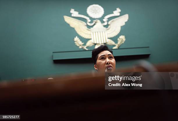 Senior vice president of CGI Federal Cheryl Campbell testifies during a hearing on implementation of the Affordable Care Act before the House Energy...