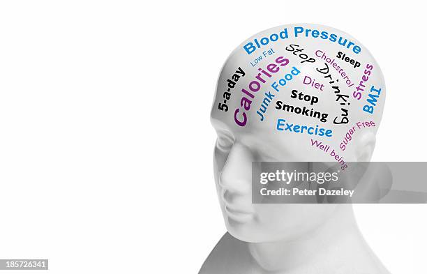 good health/wellbeing phrenology head - mannequin head stock pictures, royalty-free photos & images