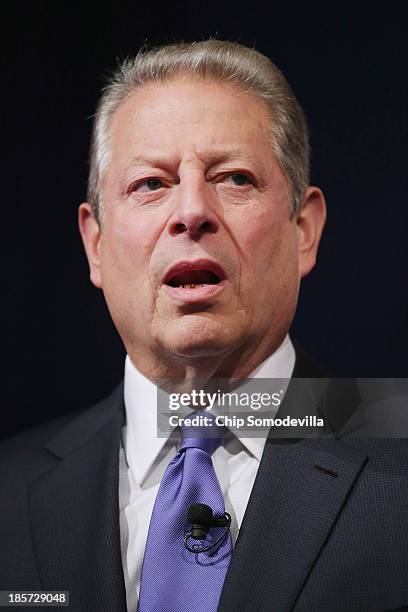 Former Vice President Al Gore addresses a conference commemorating the 10th anniversary of the Center for American Progress in the Astor Ballroom of...