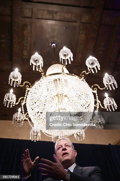 Former Vice President Al Gore addresses a conference commemorating the 10th anniversary of the Center for American Progress in the Astor Ballroom of...