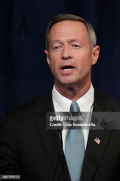 Maryland Gov. Martin O'Malley addresses a conference commemorating the 10th anniversary of the Center for American Progress in the Astor Ballroom of...