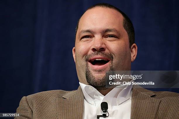 National Association for the Advancement of Colored People President and CEO Ben Jealous participates in a panel discussion during a conference...