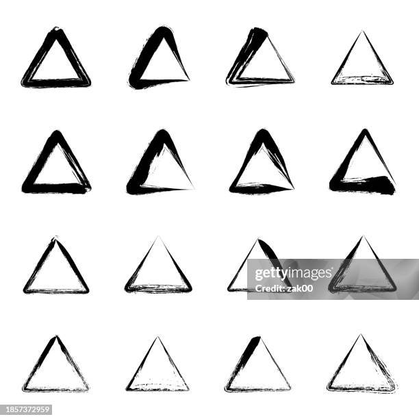 triangle shape. geometric shape design elements in doodle style - triangle shape stock illustrations