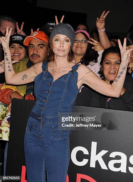 Actress Georgina Cates arrives at the Los Angeles premiere of 'Jackass Presents: Bad Grandpa' at TCL Chinese Theatre on October 23, 2013 in...