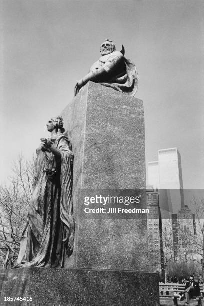 The Giovanni da Verrazzano Monument in Battery Park, New York City, 1977.