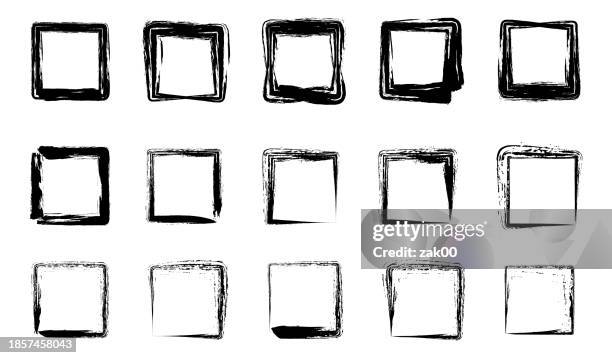 square shape. geometric shape design elements in doodle style - collect stamps stock illustrations