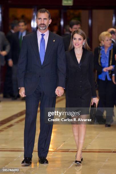 Prince Felipe of Spain and Princess Letizia of Spain attend "XXII Musical Week" closing concert at the Principe Felipe Auditorium during the "Prince...