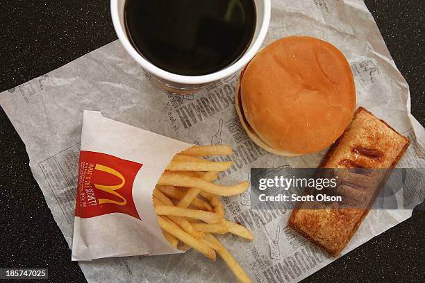 In this photo illustration, items from a McDonald's restaurant are shown on October 24, 2013 in Des Plaines, Illinois. McDonald's has announced it...