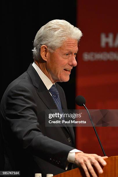 Bill Clinton, 42nd President of the United States and Founder of the Clinton Foundation receives the Centennial Medal from the Harvard School of...