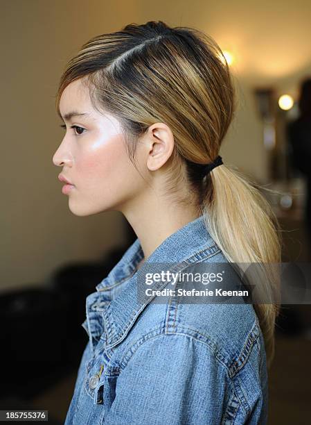 General view of atmosphere at the CFDA/Vogue Fashion Fund Fashion Show Backstage Beauty by MAC Cosmetics and Living Proof at Chateau Marmont on...