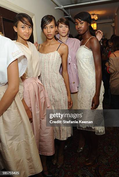 General view of atmosphere at the CFDA/Vogue Fashion Fund Fashion Show Backstage Beauty by MAC Cosmetics and Living Proof at Chateau Marmont on...