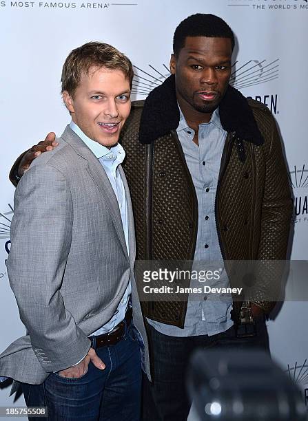 Ronan Farrow and Curtis '50 Cent' Jackson attends Madison Square Garden transformation unveiling at Madison Square Garden on October 24, 2013 in New...