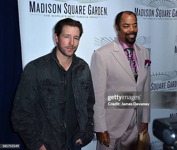 Ed Burns and Walt 'Clyde' Frazier attend Madison Square Garden transformation unveiling at Madison Square Garden on October 24, 2013 in New York City.