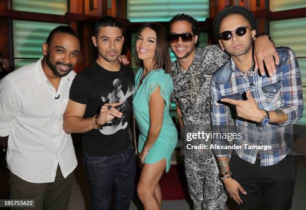 Reek, Wilmer Valderrama, Zuleyka Rivera, Sky Blu and Sensato are seen on the set of Despierta America at Univision Headquarters on October 24, 2013...