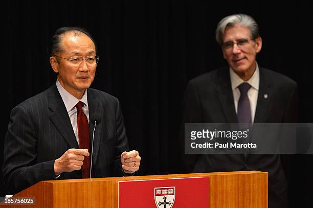 Dr. Jim Yong Kim , President of the World Bank Group, receives the Centennial Award from Harvard School of Public Health Dean of Faculty Julio Frenk...