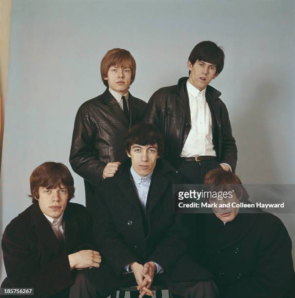 1st JANUARY: English rock group Rolling Stones posed in 1964. Left to right: Mick Jagger, Brian Jones , Bill Wyman, Keith Richards and Charlie Watts.