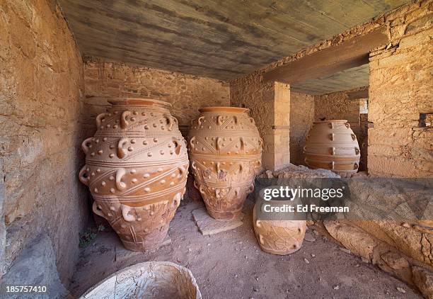 storage urns, palace of knossos, crete, greece - minoan stock pictures, royalty-free photos & images
