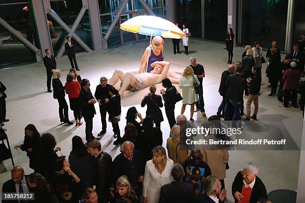 General view of the 'Ron Mueck' Exhibition : Closing Night at 'Fondation Cartier pour L'Art Contemporain' on October 24, 2013 in Paris, France.