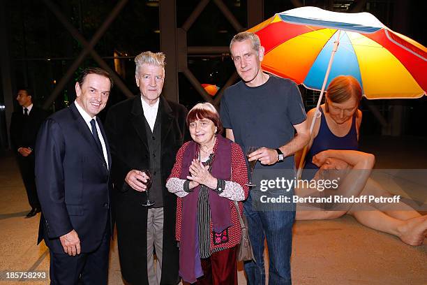 Cartier Stanislas de Quercize, David Lynch, photographer Agnes Varda and contemporary artist Ron Mueck attend the 'Ron Mueck' Exhibition : Closing...