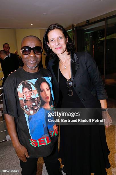 Contemporary Artists Cheri Samba and Sonia Perrin attend the 'Ron Mueck' Exhibition : Closing Night at 'Fondation Cartier pour L'Art Contemporain' on...