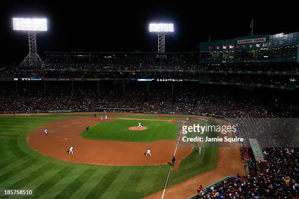 General view of Game Two of the 2013 World Series between the Boston Red Sox and the St. Louis Cardinals at Fenway Park on October 24, 2013 in...