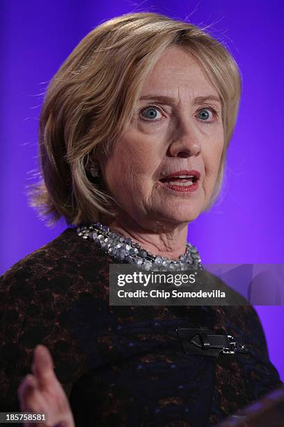 Former Secretary of State Hillary Clinton addresses a gala celebrating the 10th anniversary of the Center for American Progress at the Mellon...