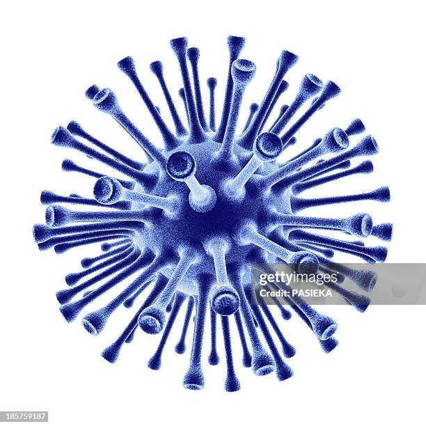 ilustraciones, imágenes clip art, dibujos animados e iconos de stock de h1n1 flu virus particle, artwork - virus