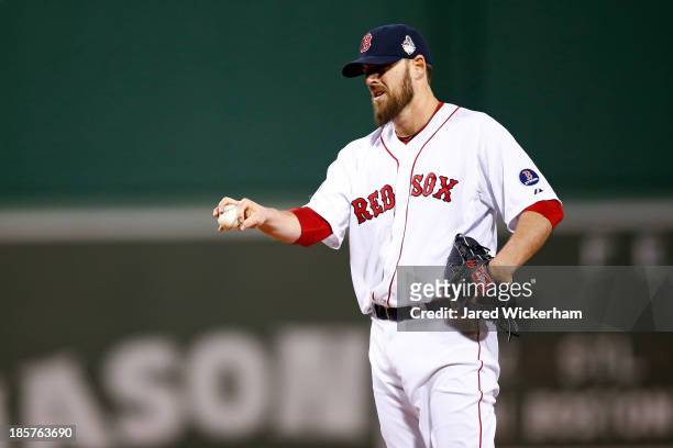 John Lackey of the Boston Red Sox pitches against the St. Louis Cardinals during Game Two of the 2013 World Series at Fenway Park on October 24, 2013...