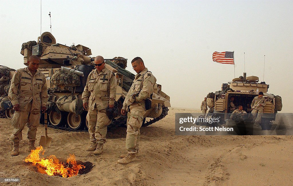 U.S. Troops Hold Positions Near The Border Of Iraq