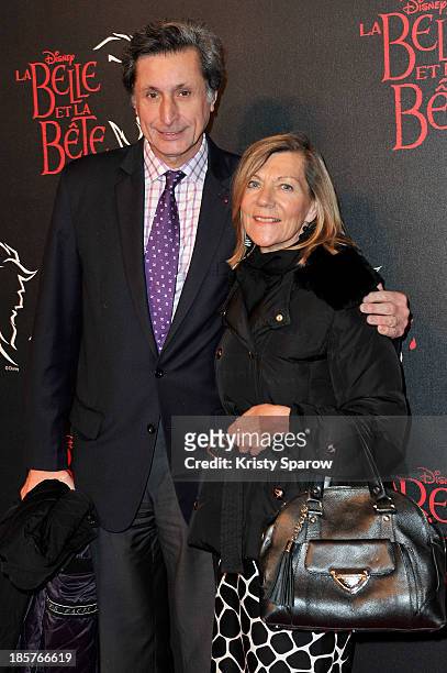Patrick De Carolis and Carol-Anne Hartpence attend the 'Beauty and the Beast' Paris Premiere at Theatre Mogador on October 24, 2013 in Paris, France.