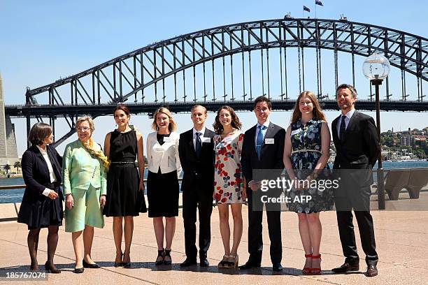 Princess Mary of Denmark and Prince Frederik with five students who are recipients of the inaugural MADE scholarship at the launch of MADE and...