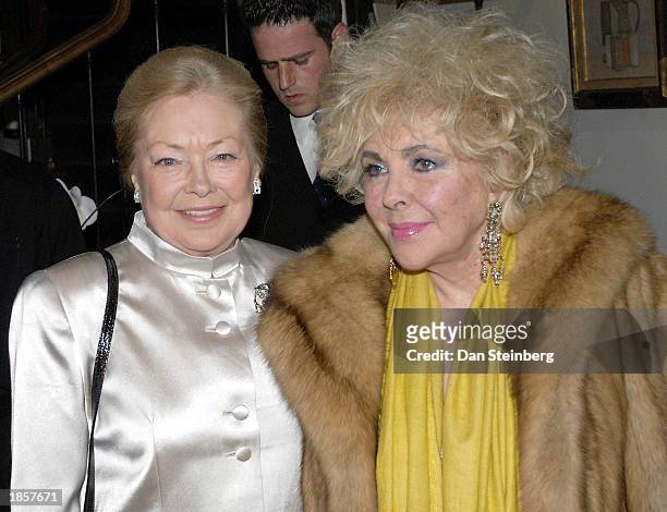 Actress Elizabeth Taylor and Dr. Mathilde Krim, founder of the American Foundation for AIDS Research arrive at a private dinner held in Taylor's...