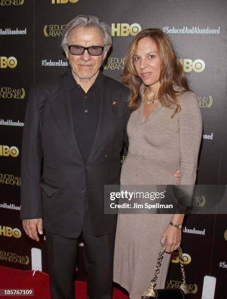 Actor Harvey Keitel and actress/director Daphna Kastner attend the "Seduced And Abandoned" New York premiere at Time Warner Center on October 24,...