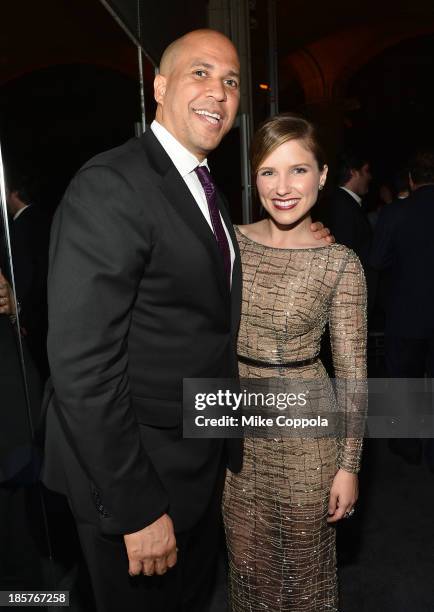 New Jersey Senator-elect Cory Booker and actress Sophia Bush attend the third annual Pencils of Promise gala at Guastavino's on October 24, 2013 in...