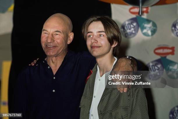 British actor Patrick Stewart with his arm around the shoulders of American actor Vincent Kartheiser at the 10th Annual Nickelodeon Kids' Choice...