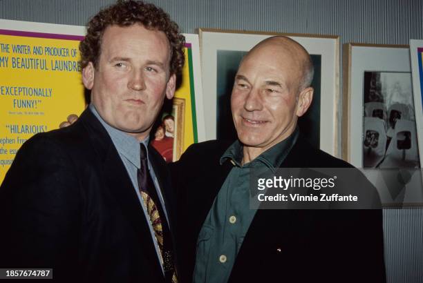 Irish actor Colm Meaney and British actor Patrick Stewart attend the West Hollywood premiere of 'The Snapper' held at the DGA Theatre in West...