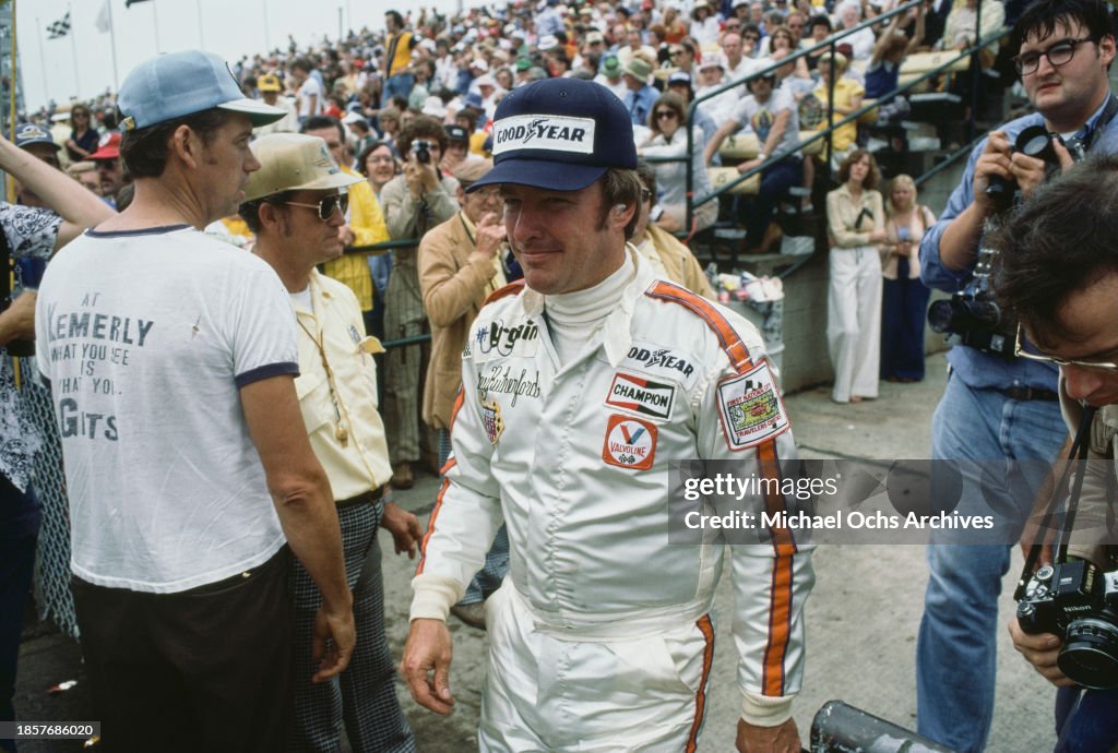 Joey Rutherford Racing American racing driver Johnny Rutherford, wearing coveralls ahead of ...