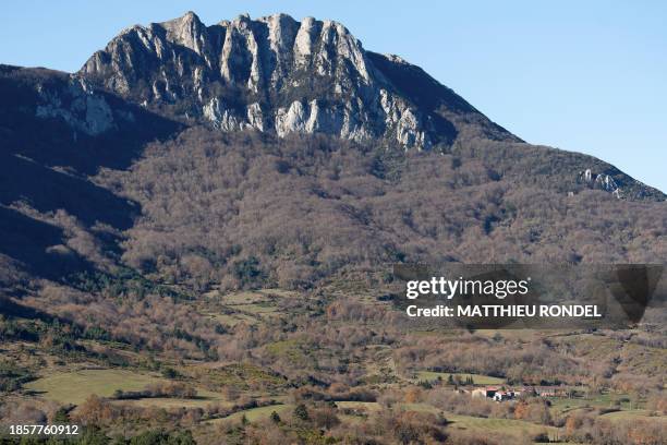 This photograph taken in the village of Camps sur l'Agly, on December 18 shows the Pic de Bugarach mountain near the Gite de la Bastide where Alex...