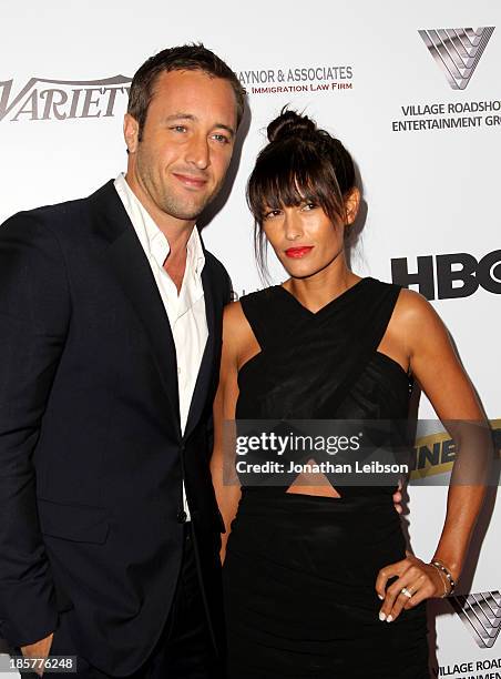 Actor Alex O'Loughlin and surfer Malia Jones attend the 2nd Annual Australians in Film Awards Gala at Intercontinental Hotel on October 24, 2013 in...